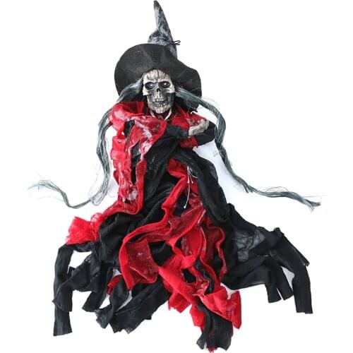 2021 New Halloween Hanging Ghost Red Little Skull Voice Ghost Luminous Skeleton Halloween Party Haunted Decoration Horror Prop