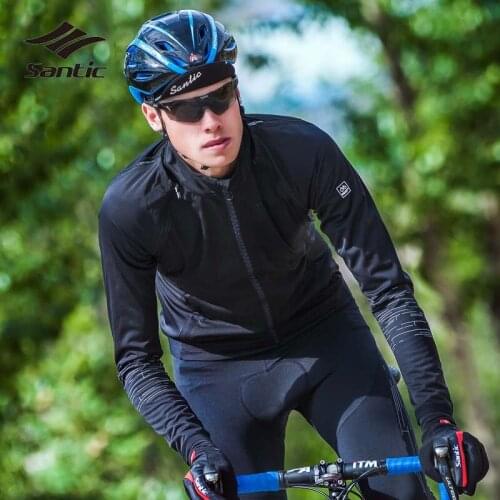 SANTIC Spring Autumn Windproof Cycling Jacket Men Warm Road Mountain Bike Jacket Sport Wind Coat Bicycle Clothing Riding Jersey