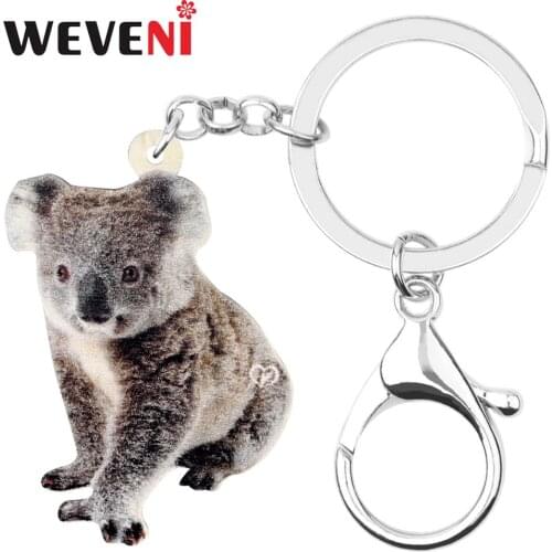 WEVENI Acrylic Australia Sitting Koala KeyChain Key Rings Funny Animal Jewelry For Women Girls Teens Charms Gift Decoration