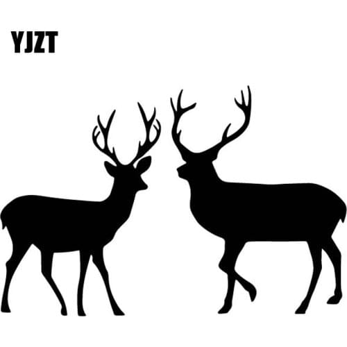 YJZT 17.5CM*11.7CM Two Deer Car Sticker Decorate Car Sticker Body Of Car Vinyl Decal Black/Silver C4-1957