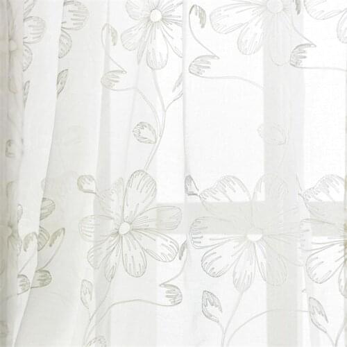 Curtain Yarn Embroidery Window Living Room Bedroom Fabric Tulle White Sheer Voile Curtains For Voilage Rideaux Drapes
