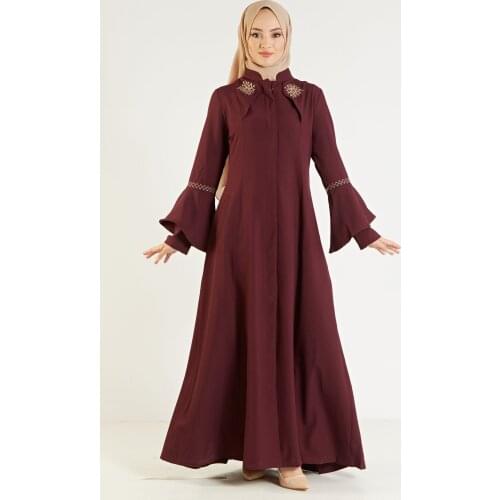 Woman Long Dresses Muslim European Clothes Ruffled and Embroidered Dress Hijabi Abaya Arabic Dubai Turkey Robe Femmes Caftan