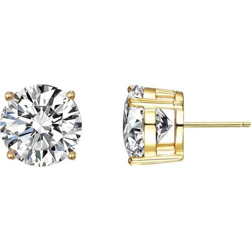 2021 New Crystal Zircon Copper Earrings Mosaic Gem Cubic Zirconia Silver Color Stud Earrings For Women Hip Hop Jewelry A