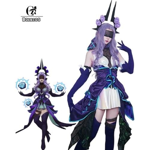 ROLECOS Syndra Cosplay Costume Game LOL Withered Rose Syndra Cosplay Costume Sexy Women Costume Dress Skirt Outfits Full Set