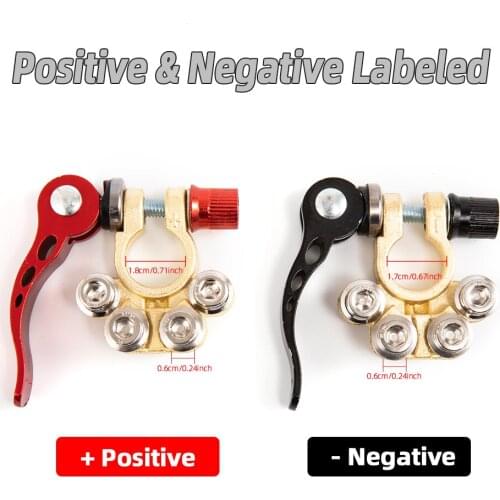 1 Pair Battery Terminal Connector Tin Plated Brass Battery Connector Battery Connection Clip Automobile Battery Pile Heads