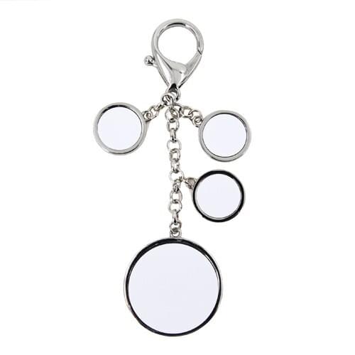 100pcs Sublimation heat transfer for DIY stainless steel fashionable style exquisite ornaments Key Ring-Four Round Double Side
