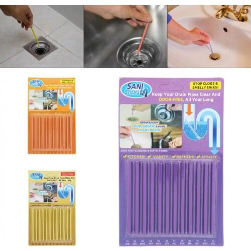 12pcs/set Pipeline Bathtub Decontamination Drain Kitchen Sink Filt Sani Sticks Sewer Cleaning Rod