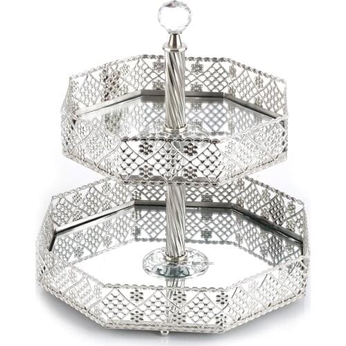 1615 / 5000 Çeviri sonuçları 2 Tiers Cookie Sugar Bowl Tray Glass Storage Tray Cosmetic Tray Lipstick Jewelry Display Stand Make