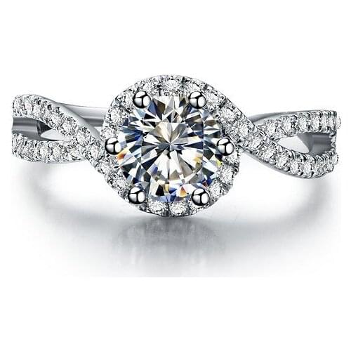 1Ct Real Moissanite Test Positive Female Rings Hearts and Arrows Wave Style Moissanite Engagement Ring G14K Engraved