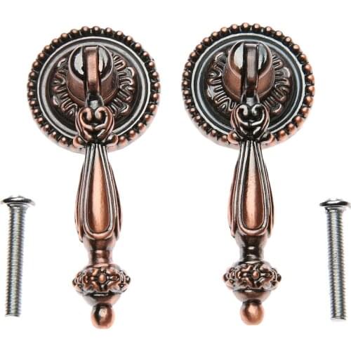 2pcs Antique Drop Pull Handle Furniture Handles Kitchen Cabinet Drawer Knobs Cupboard Ring Pull Handles