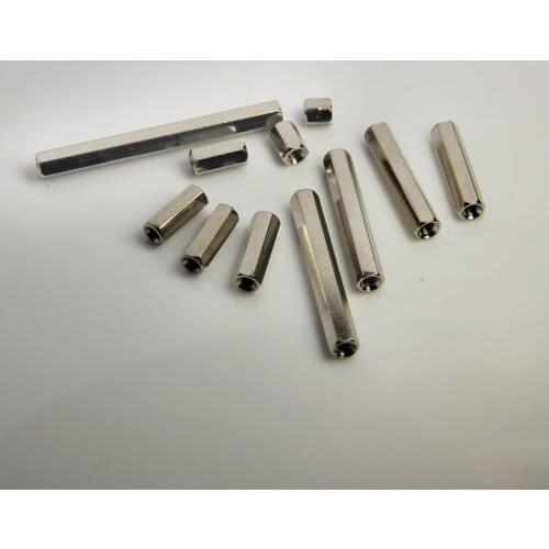 20Pcs/lot nickel plated brass hex standoff M3*6/8/10/12/15/18/20/25/30 female to female nickel brass spacer