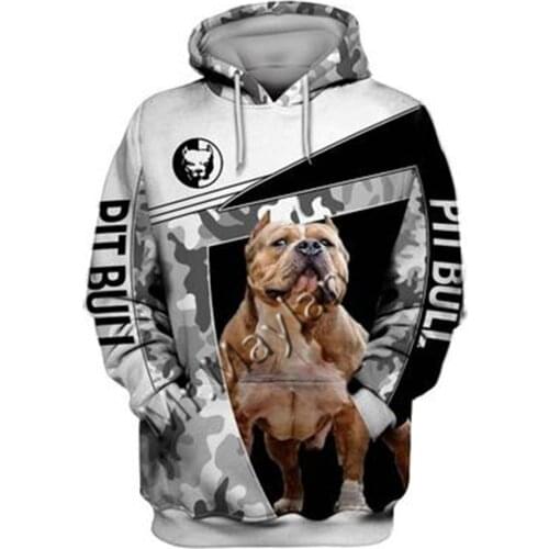 2021 Fashion Animal Pit Bull 3D Printed Hoodie Men Women Casual Pet Dog Designs Hooded Oversized Hooded Coat Drop Shipping WQ-91