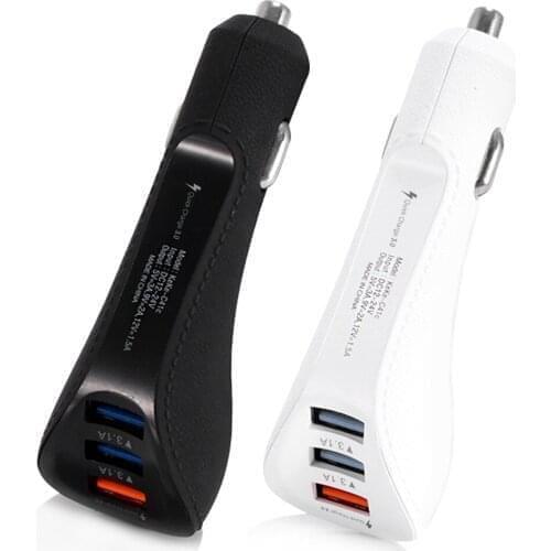 QC 3.0 3-Port USB Car Charger Adapter Quick Charging 3.0 Car Phone Charger For iPhone Samsung FS