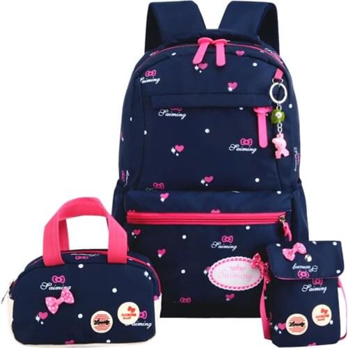 3pcs Printing School Bags For Girls Teenager Schoolbag Fashion School Backpacks For Children Kids Travel Bag Black Bagpack 2020