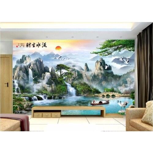 3d wall murals wallpaper for living room walls 3 d wallpaper Chinese mountain waterfall river decor Custom mural photo painting