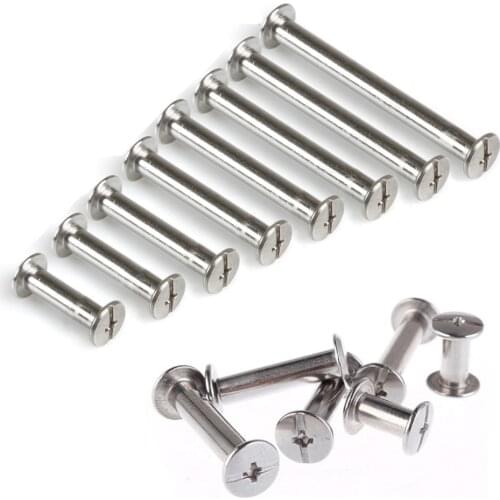 50pcs/lot M5 Binding Chicago Screws Nail Stainless Steel Male Female Book Binding Post Screw Photo Album Account Leather Wallet