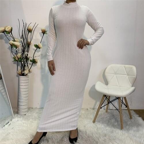 Abaya Dubai European and American fashion foreign trade base stretch shirt, simple slim womens dress Muslim dress