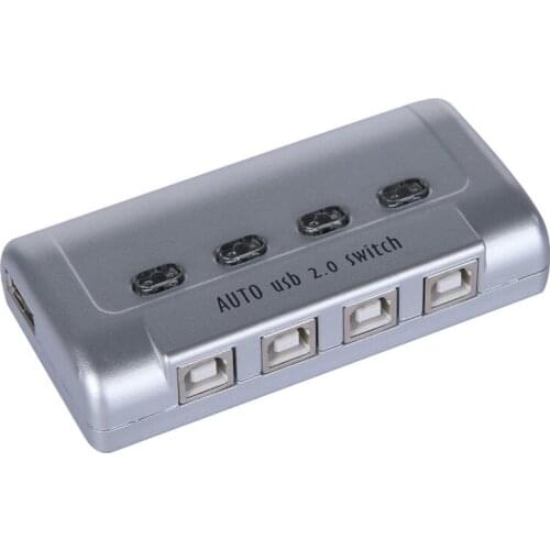 4 Port Auto USB 2.0 Selector Switch Printer Flash Driver Mouse Sharing Switcher Hotkey Software Control