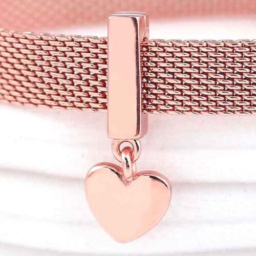 Original Rose Gold Reflexions Floating Heart Clip Pendant Beads Fit 925 Sterling Silver Bead Charm Bracelet Diy Jewelry