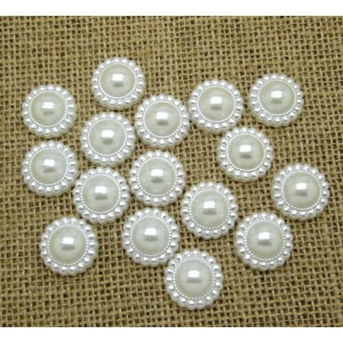 50Pcs 19mm White Pattern Half Round Pearl Beads FlatBack Scrapbook Craft Cabochon Kawaii DIY Embellishments Accessories