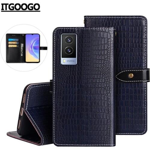 Case For Vivo V21e 5G Case Cover Crocodile Grain Flip Leather Case For Vivo V2055 Cover Business Phone Case