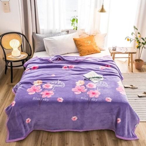 Purple High quality Thicken plush bedspread blanket 200x230cm High Density Super Soft Flannel Blanket for the sofa/Bed/Car