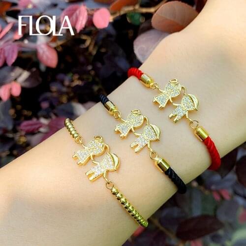 FLOLA CZ Cute Girls And Boys Couple Bracelets For Women Red String Rope Friendship Bracelet AdjustableTrendy Jewelry Gift brtc23