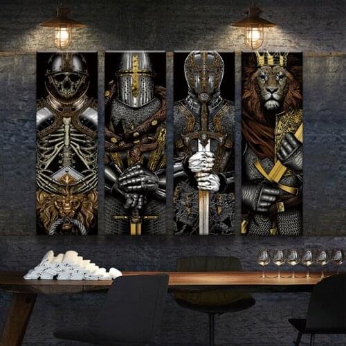 Painting Ukiyo-e Samurai Skeleton Lion King Canvas Poster Japanese-style Wall Picture for Living Room Interior Art Decor Prints