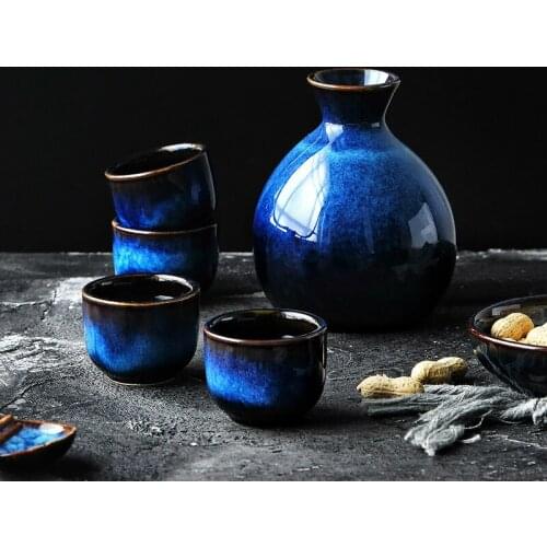 Chinese retro Glaze gradient Ceramic Wine decanter Wine cup Porcelain Drinking utensils Bar set Bar supplies