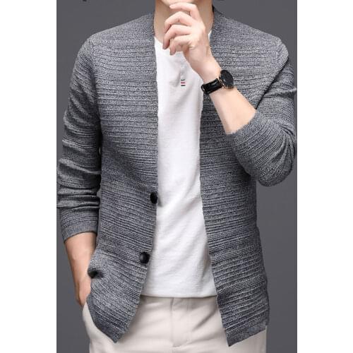 Classic Cozy Big Size Gentleman Mens Cardigan Office Work Wear Burgundy Autumn Mens Clothing Claret Husband Elegant Sweater Grey