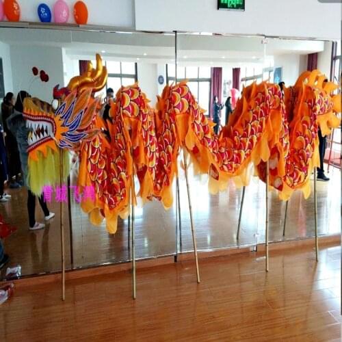 7m Length Dragon Dance Costume Silk 6 Players Children Student School Art Halloween Party Performance Parade Folk Stage