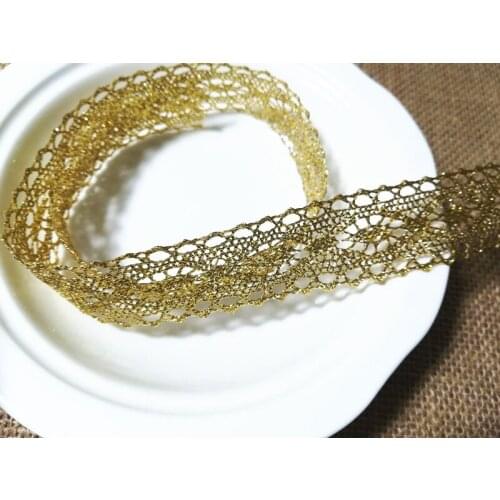 1M Diy Craft Applique Gold Lace Ribbon High Quality Lace Fabric Trim Guipure Fabric Laces Sewing Trimmings dentelle encajes QT24