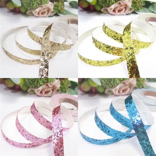 David angie 9mm Glitter Synthetic Leather Faux Leather tape ribbon ,DIY Knot-bow Bag Material,5Yc3392