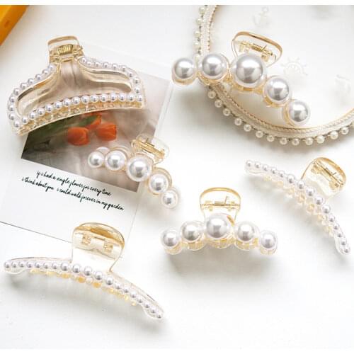 Fashion Hair Clips Pearl Hair Claw Clip Elegant Simplicity Hair Clips for Women Claw Clip Girl Hair Barrettes Hair Accessories