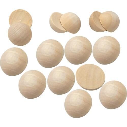 Unfinished 35mm Half Wooden Round Beads No Hole Hemispherical Natural Wood Ball Sticker Patch Cabochon Charm Jewelry Findings