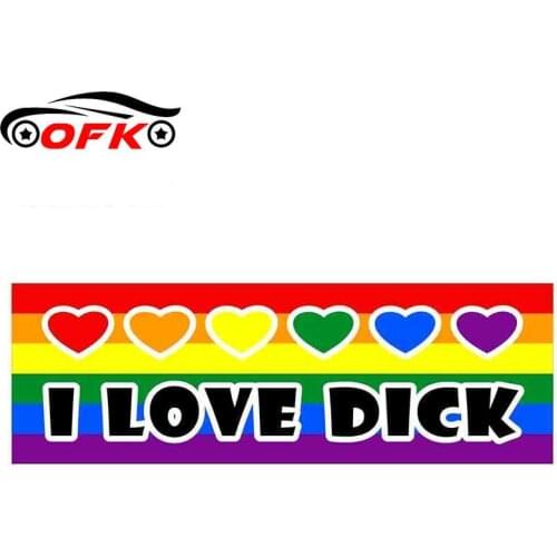 OFK for I Love LGBT Gay Sign Car Stickers Vinyl JDM Bumper Trunk Truck Graphics Waterproof Anime Camper Decal