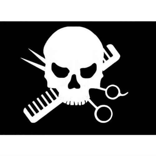 Hairstylist Skull Scissors Sticker Beauty Girl for Bumper Door Kayak Motorcycles detector Vinyl Decal 13x13cm