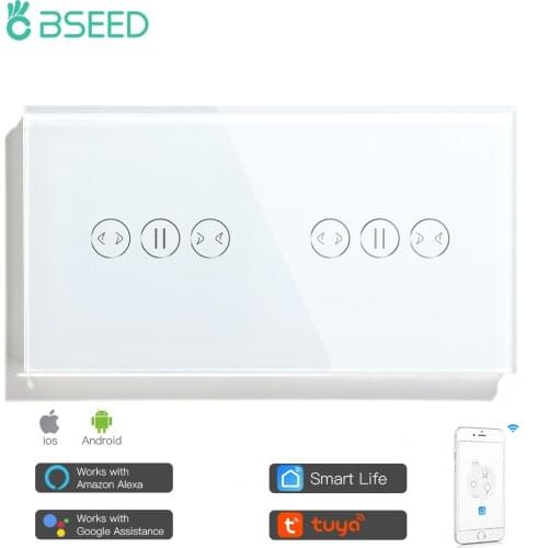 BSEED Double Curtains Wifi Switch Smart Switch White Black Colors Support For Tuya Google Assistant App For Home