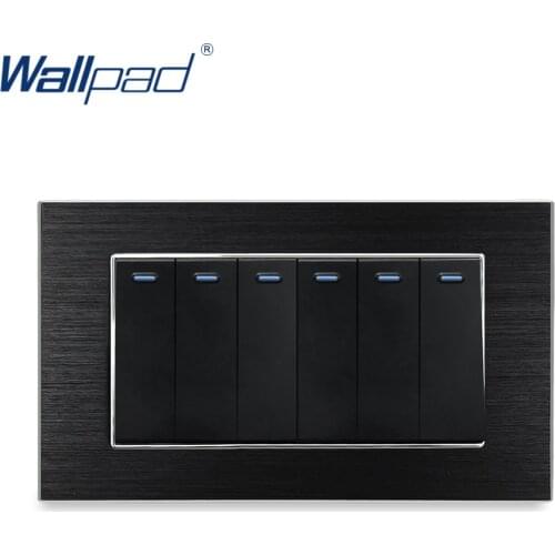6 Gang 2 Way Switch Wallpad Luxury Wall light Switch Al Panel With Silver Border 146*86mm Rocker Switches