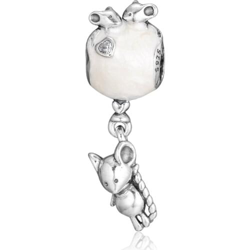 Charms 925 Silver Original Fit Pandora Bracelets Sterling Silver Mouse & Balloon Dangle Charm Beads for Women diy Jewelry