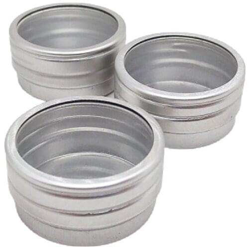 Empty 10g 20g Aluminum Jar With Window Lid Metal Cosmetic Container Nail Craft Refillable Eye Cream Lip Balm Tin Jar Pot 25pcs
