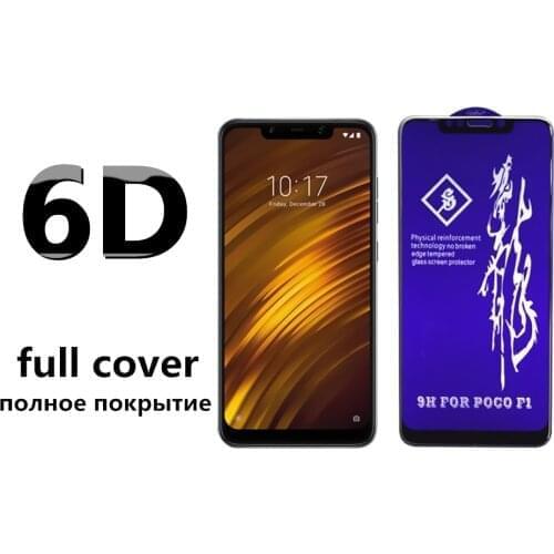 6D Full Cover Tempered Glass For Xiaomi Pocophone F1 F2 Mi 10T 9T A2 Lite A3 Redmi Note 9 9S 8 Pro 8T 7 Glass Screen Protector
