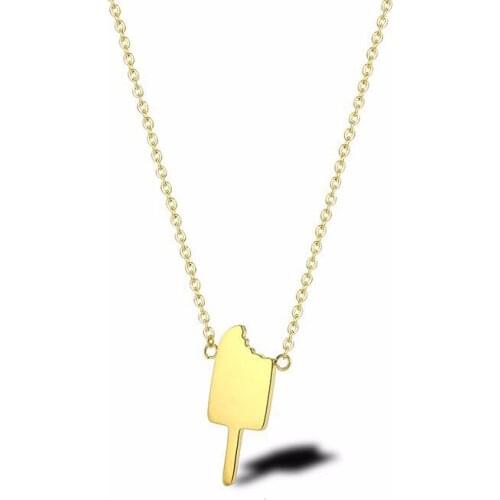 RIR Stainless Steel Cute Ice Cream Necklace Summer Essential Creative Ladies Jewellery Necklace Gift For Children