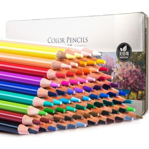 Deli 48/72 Color pencil Oily Color Lead Student Color Pencil Hand-Painted Professional Painting Pen Iron Box Set Painting Tools