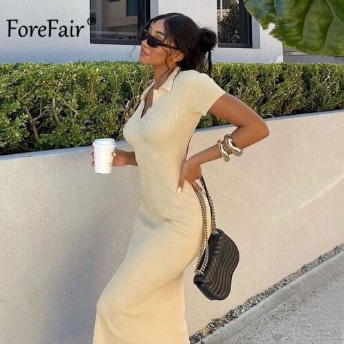 Forefair Sexy Knitted Backless Y2k Women Bodycon Bandage Dress Ladies 2021 Summer Fashion Short Sleeve Party Midi Dresses