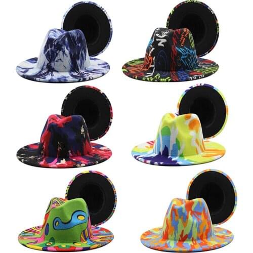 Wholesale Fashion Wide Brim Church Derby Top Hat Artificial Wool British Style Jazz Cap Panama Felt Fedoras Hat for Men Women