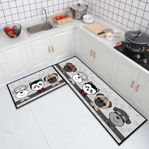 Modern Anti-slip Home Kitchen Mat Cartoon Dogs Soft Rug Bath Long Strip Absorbtion Doormat Entrance Balcony Living Room Carpet