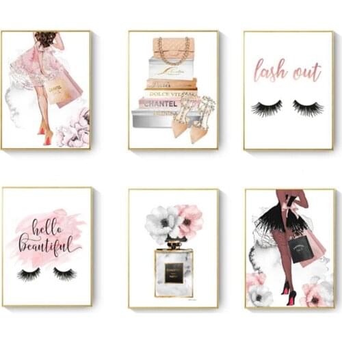 Rhinestone mosaic pink Paris perfume high heels lipstick bag diamond painting mural living room decorative painting wall paintin