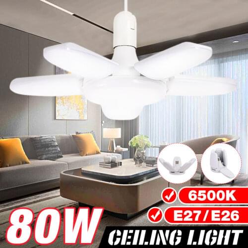 LED Ceiling Lights for Room 80W 6500K White Natural Light LED Fixtures Ceiling Lamps Foldable LED Garage Lights for Workshop