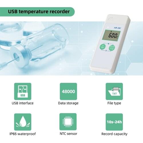 -20℃+~60℃Temperature Recorder USB Temperature Data Logger Reusable TEMP Recorder with 48,000 Record Capacity